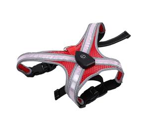 Generic Glow in The Dark Dog Vest LED Illuminated Dog Harness Adjustable Lightweight for Night Walking in 8 Lighting Modes (Red)