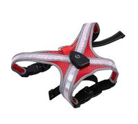 Generic Glow in The Dark Dog Vest with 7 Steady Colors, LED Illuminated Light Up Dog Harness for Night Walking, Adjustable Fit for Most Dogs, Enhance Visibility, Polyester Material (Red)