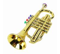 Generic Gold Kid Trumpet Toy with 4 Colored Keys Interesting Educational Musical Instrument for Children Playtime