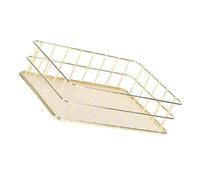 Generic Gold Wire Basket, Golden Multifunctional Wire Mesh with Wrought Iron Plating Gold Basket Storage Bins for Desktop, Living Room, Bathroom (L)