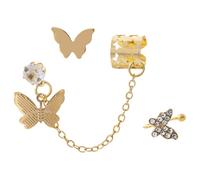 Generic Golden Butterfly Cuff Earrings Set Not Easy to Fade Alloy Rhinestone Material 3pcs Unique Fashionable Design for Women Suitable for Multi Ear Piercings for Everyday Wear