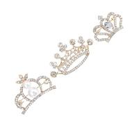 Generic Golden Crown Rhinestone Brooch Set for Women and Multi-person Gatherings Stylish Coat Accessory 3pcs Zinc Alloy Material Imitation Pearl Embellishment for Daily Wear