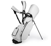 Generic Golf Equipment Carrier With Organized Storage PU Leather Golf Club Carry Bag With Stable Stand Base Suitable For Men Women Sports, White