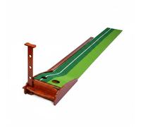 Generic Golf Putting Wooden Putting Mat Practice Target With Raised Channel And Two Target Holes And Alignment Training Suitable for home practice office golf training, 2.5m