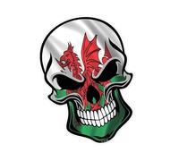 Generic GOTHIC Biker SKULL & Welsh Dragon Wales CYMRU Flag vinyl car bike sticker Decal