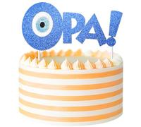 Generic Greek Glitter Cake Topper, Blue, 1 Pack, 3.1 x 6.5 inches, Birthday, Parties, Celebrations