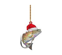 Generic Green Bass Fish Christmas Tree Hanging Acrylic Ornaments, 3-Pack, One Size, Casual Style, For Christmas, Valentine's Day