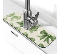 Generic Green Bows Print Kitchen Sink Splash Guard Faucet Mat, Sink Gadgets, Splash Guard Behind Faucet Drip Catcher for Kitchen Bathroom