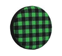Generic Green Buffalo Plaid Spare Tire Cover, Weatherproof UV Resistant Universal Wheel Protector for SUV RV Truck Trailer Camper, Vintage Grid Wheel Tire Cover 16 Inch