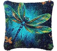 Generic Green Dragonfly Latch Hook Kits DIY Pillow Cover Crochet Hooking Cushion Making Kits 43x43cm