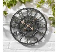 Generic Green Industrial Cogs Round Indoor/Outdoor Skeleton Verdigris Garden Wall Clock