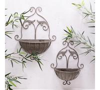 Generic Grey Metal Ornate Scroll Vintage Wall Removable Baskets Flower Pot Garden Planters (Small)