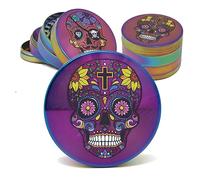 Generic GRIND PRO Metal Grinder | Grinders 4 Pieces Multicolor 50 mm and Ultra Sharp Teeth | Grinder with Mexican Skull Drawings | Grinder with Pollinator for Spices and Herbs (Model 2), PACGR0003