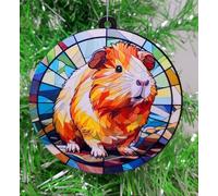 Generic Guinea Pig Stain Glass Themed Christmas Ornament