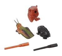 Generic Guiro Handpolished Smooth Surface 3pcs Wooden Set Instrument with Frog, Cricket, and Owl Shapes Educational Rhythm Practice Tool for Individual Play and Music Class