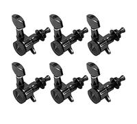 Generic Guitar Locking Tuners Durable String Pegs Sealed Tuning Key for Acoustic Electric Guitars Black Alloy 6 Pcs Set (Set of six right buttons)