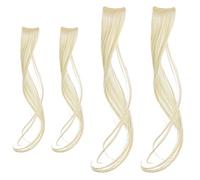 Generic Hair Clip Extensions, Golden Synthetic Heat-Resistant Fiber, 4 Pcs Long Side Air Bangs, 9.8 Inch and 13.7 Inch, Clip-in Easily, Perfect for Stylish and Versatile Hairstyles