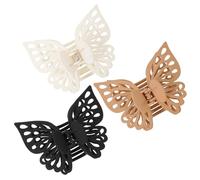 Generic Hair Clips Butterfly Large Jaw Clamps 3pcs Plastic Suitable for Long Hair Women and Makeup