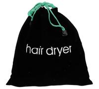 Generic Hair Dryer Drawstring Pouch Canvas Organizer Bag 33X30Cm Black Velvet Dustproof Storage with Green Cord for Travel and Hotel Use