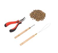 Generic Hair Extension Tool Kit Complete Set with Crochet Hook and Pulling Tool Hair Bead Device Kits for Barbershop 1000 X Extension Rings Beads (7# 200pcs Silicone Rings)