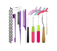 Generic Hair Styling Items Set Hair Tools Kit Braiding Tools Loop Tools Tail Comb Teasing Brush Sectioning Clips Wood Metal Non Slip Handles Build suitable for long appointments salon home use
