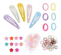 Generic Hair Ties Elastic Bands Small Flower Snap Hair Clips Set 565pcs and with Barrettes for Styling and Daily Use