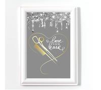 Generic Hairdresser Salon Print, Hair Wall Art, Beauty Salon Art Work, No Frame, Digital Glitter, Silver & Gold Scissors Print Picture A4 (2)