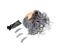 Generic Hairpiece for Bald Head Full Wig Set with Beard and Eyebrows for Halloween and Annual Events