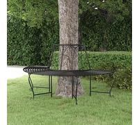 Generic Half Round Tree Bench Wrap Around Design, Stylish Look, Weather Resistant Steel, Ideal for Outdoor Use, Ø159 Cm Black Steel