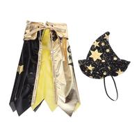 Generic Halloween Cat Wizard Costume with Black Star Cloak and Adjustable Hat Soft Comfortable Pet Cloak Outfit for Dogs and Cats for Halloween Cosplay Parties and Magical Dress-up