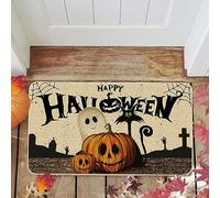 Generic Halloween Doormat, 24X16 Inch, Farmhouse Cat and Ghost Pumpkins Design, Non-Slip, Washable, Perfect for Entryway/Porch, Indoor/Outdoor Use, Waterproof, Unisex, Autumn, Great Gift