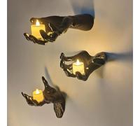 Generic Halloween Horror Hands, 3 Pack Wall Mountable Creepy Reaching Hand Candle Holder, Realistic Simulation Effect, Halloween & Horror Occasion