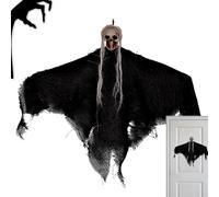 Generic Halloween Reaper Tapestry Skeleton Ghosts Tree Reaper Hanging Ghost Halloween Decoration for Lawn Porch Garden Tree Prop, Black, Long, Consulte la descripción, See description