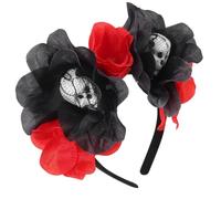 Generic Halloween Skull Headband with Realistic Skull Design and Artificial Roses, Lightweight Hair Accessory for Halloween Party Decorations and Day the Dead Celebrations