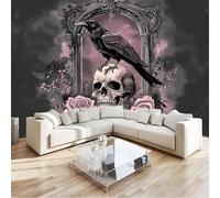 Generic Halloween Wall Mural, Gothic Skull Crow, Dark Gray, 300 x 210 cm, Non-Woven 3D Photo Wallpaper