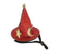 Generic Hamster Hat Moon Star Pattern Small Pet Top Hat with Adjustable Chin Strap for Lizards Geckos Ideal for Pet Decoration (Red)