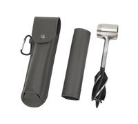 Generic Hand Auger Wrench Set Durable Stainless Steel Manual Wood Drill Bit Tool for Outdoor Activities Stainless Steel (Gray PU Leather Bag and Holster)