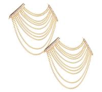 Generic Hand Crafted Shoulder Brooch Pins Metal Tassel Shoulder Epaulettes Decorative Accessories with Chain Link Elegant Vintage Style for Events and Everyday Wear