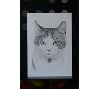 Generic Hand Drawn Personalised Commission Pencil Drawing Pet or Family Portrait From Photo (A4 Up to 2 Subjects) - Wall Art - Drawing - Portrait - Living Room