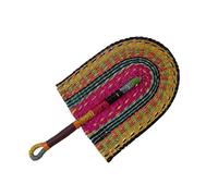 Generic Handcraft Straw Fan, Summer Handheld Woven Straw Fan, Small Size, Multicolor, Handmade, Wall Decor