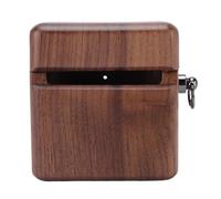 Generic Handcrafted Wooden Earbuds Charging Case Cover Anti Scratch Anti Drop Walnut Protective Shell for Travel Daily Use