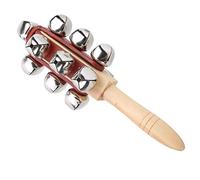 Generic Handheld Sleigh Bell Stick Durable Musical Instrument for Kids Party Wood Handle 13 Metal Bells Toy for Children
