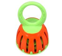 Generic Handled Cage Bell Music Toy for Kids - Colorful Plastic Rattle Instrument for Rhythm Training and Musical Perception Development (W214 Orange and Green)