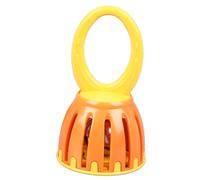 Generic Handled Cage Bell Music Toy for Kids - Colorful Plastic Rattle Instrument for Rhythm Training and Musical Perception Development (W215 Orange and Yellow)