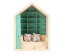 generic Handmade Anxiety Relief Bookshelf - Miniature Wooden Dollhouse Library with 200-Capacity, Stress & Anxiety Shaking Toy for Desk Decor