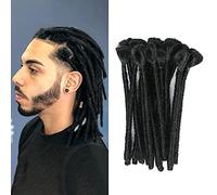 Generic Handmade Dreadlocks Hair Extensions Synthetic 6 inch 20 Strands/Pack Crochet Braiding Hair Hip Hop For Men 1# Black