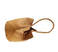 Generic Handmade Seagrass Basket Tote Bag with Handle, Practical and Versatile Brown Handbag for Women, Unique Eye-catching Design for Party and Wedding Candy Holder, Rustic Picnic Basket
