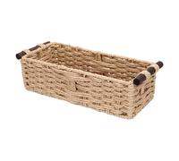 Generic Handmade Woven Decorative Storage Basket Elegant Paper Rope Storage Basket with Wooden Handles for Bathrooms Living Rooms Kitchens Offices Ideal Rural Paper (Wood Color)