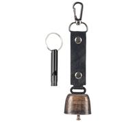Generic Hanging Bear Bell with Emergency Whistle Set for Hiking Survival | Loud Bear Bell for Bear Deterrent Outdoor Camping Survival with Magnetic Mute and Iron PU Leather Build