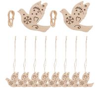 Generic Hanging Ornaments Lightweight Unfinished Wooden Embellishments 10pcs Hemp Rope Khaki Wood Slices for Painting and Graffiti Crafts